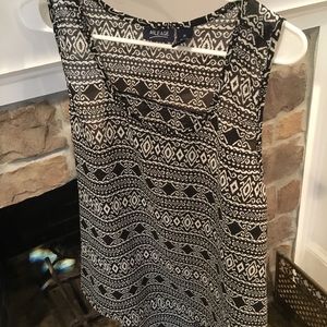 NWOT Mileage Semi-Sheer Black and White Tank